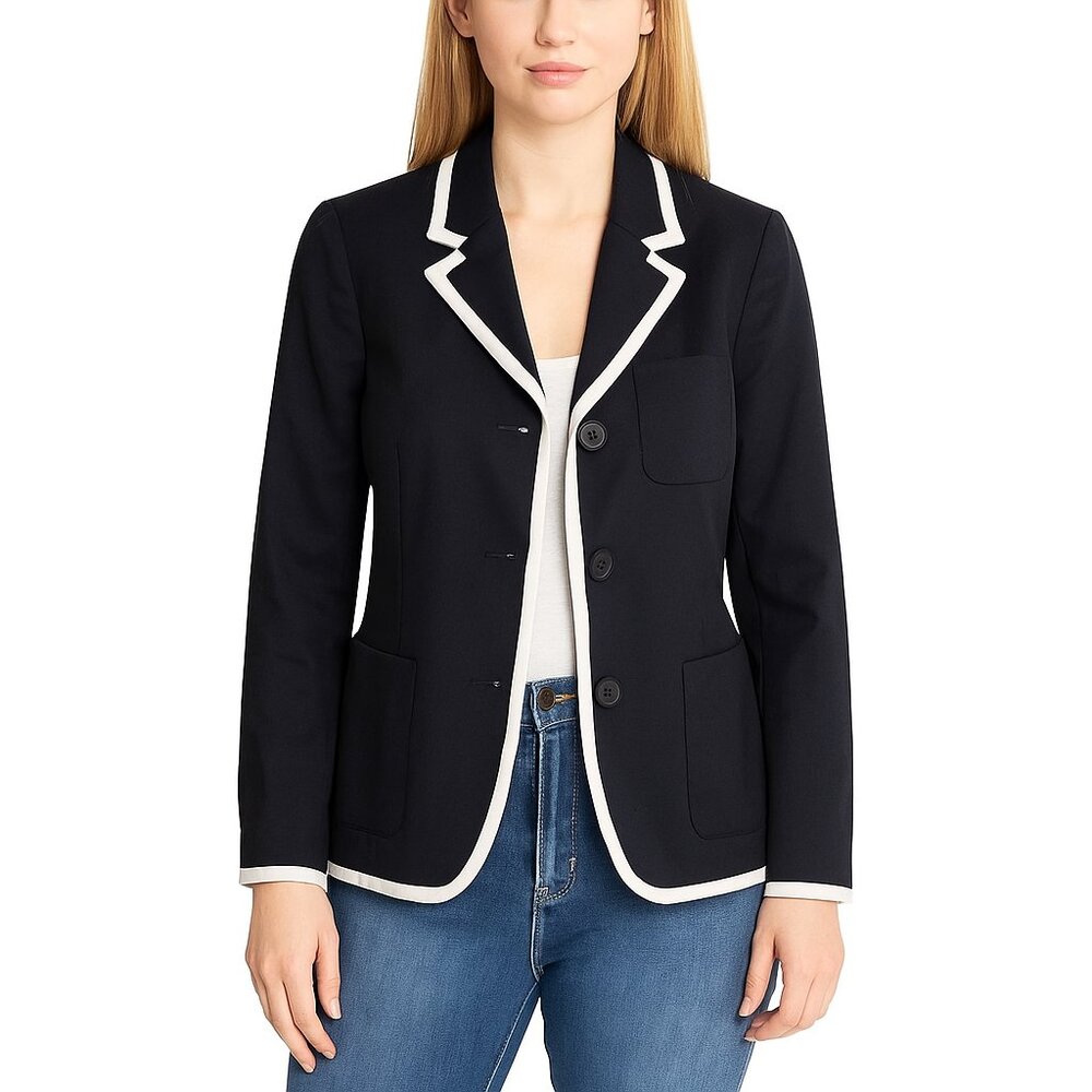 RAG & BONE Redgrave 3 button blazer preppy in dark navy‎ / white size 6